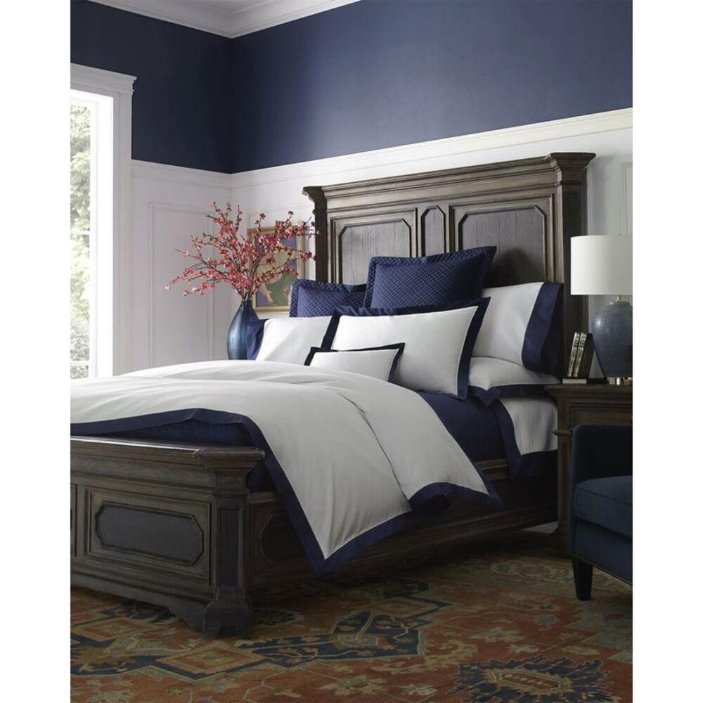 Ralph Lauren Home Organic Cotton Sateen Border Full/Queen Duvet Cover Navy - NWT